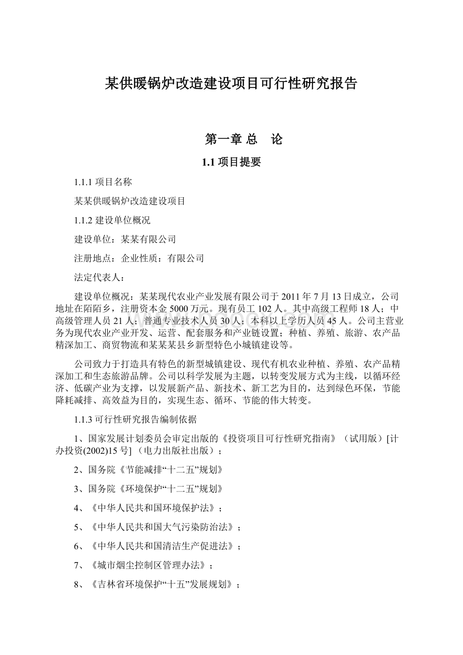 某供暖锅炉改造建设项目可行性研究报告.docx