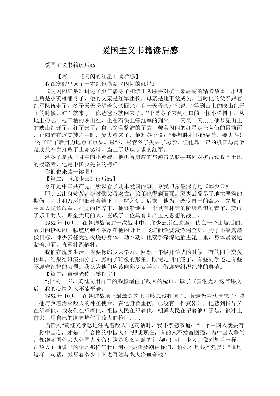 爱国主义书籍读后感Word下载.docx