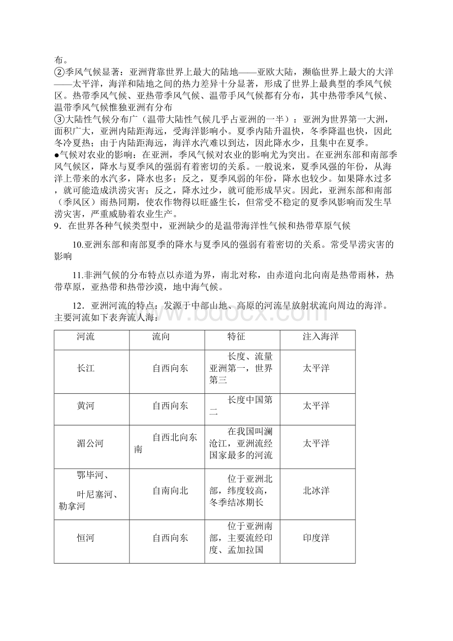 七年级下册地理复习提纲内容最全面Word文件下载.docx_第2页