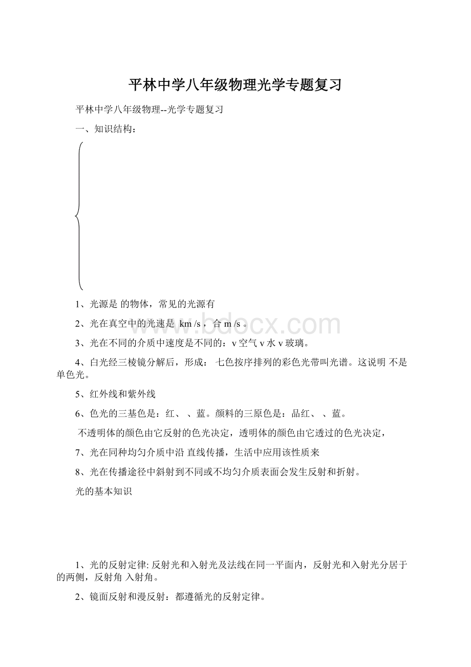 平林中学八年级物理光学专题复习Word格式文档下载.docx_第1页