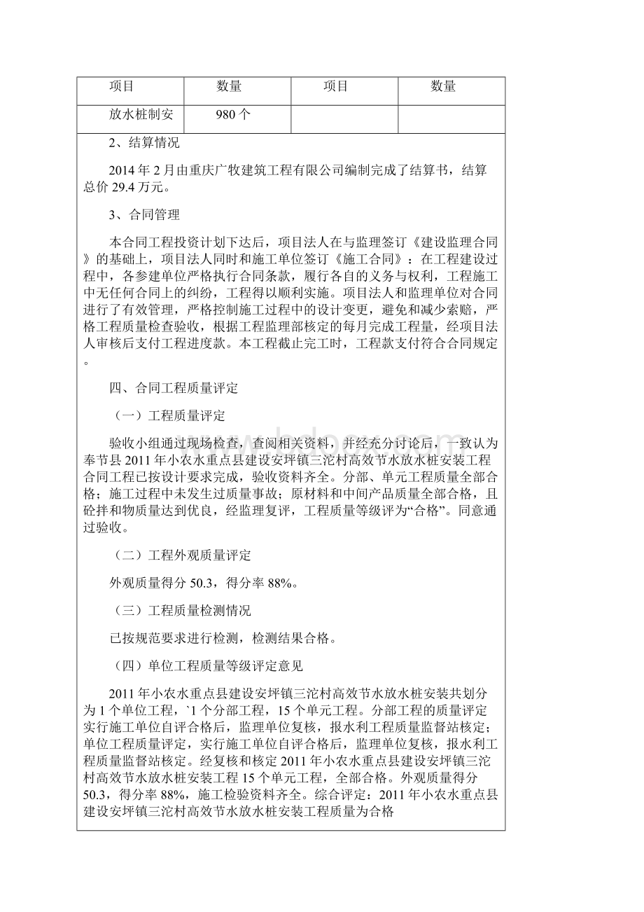 合同工程完工验收鉴定书文档格式.docx_第3页