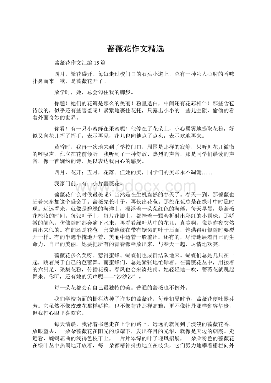 蔷薇花作文精选Word文件下载.docx_第1页