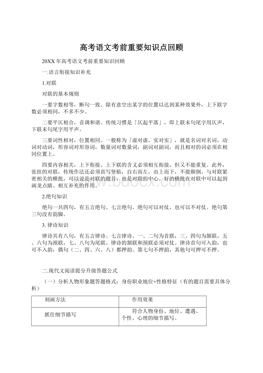 高考语文考前重要知识点回顾.docx_第1页