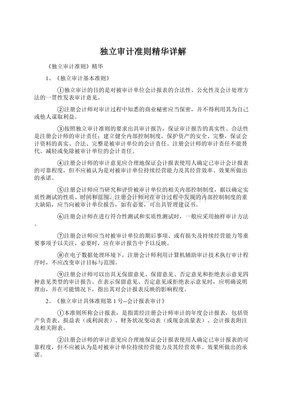 独立审计准则精华详解Word文档下载推荐.docx