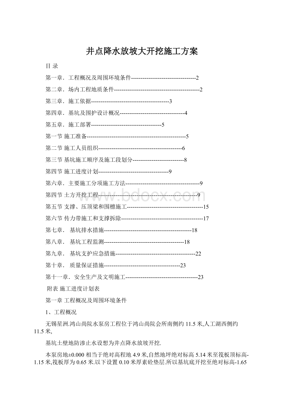 井点降水放坡大开挖施工方案Word格式文档下载.docx