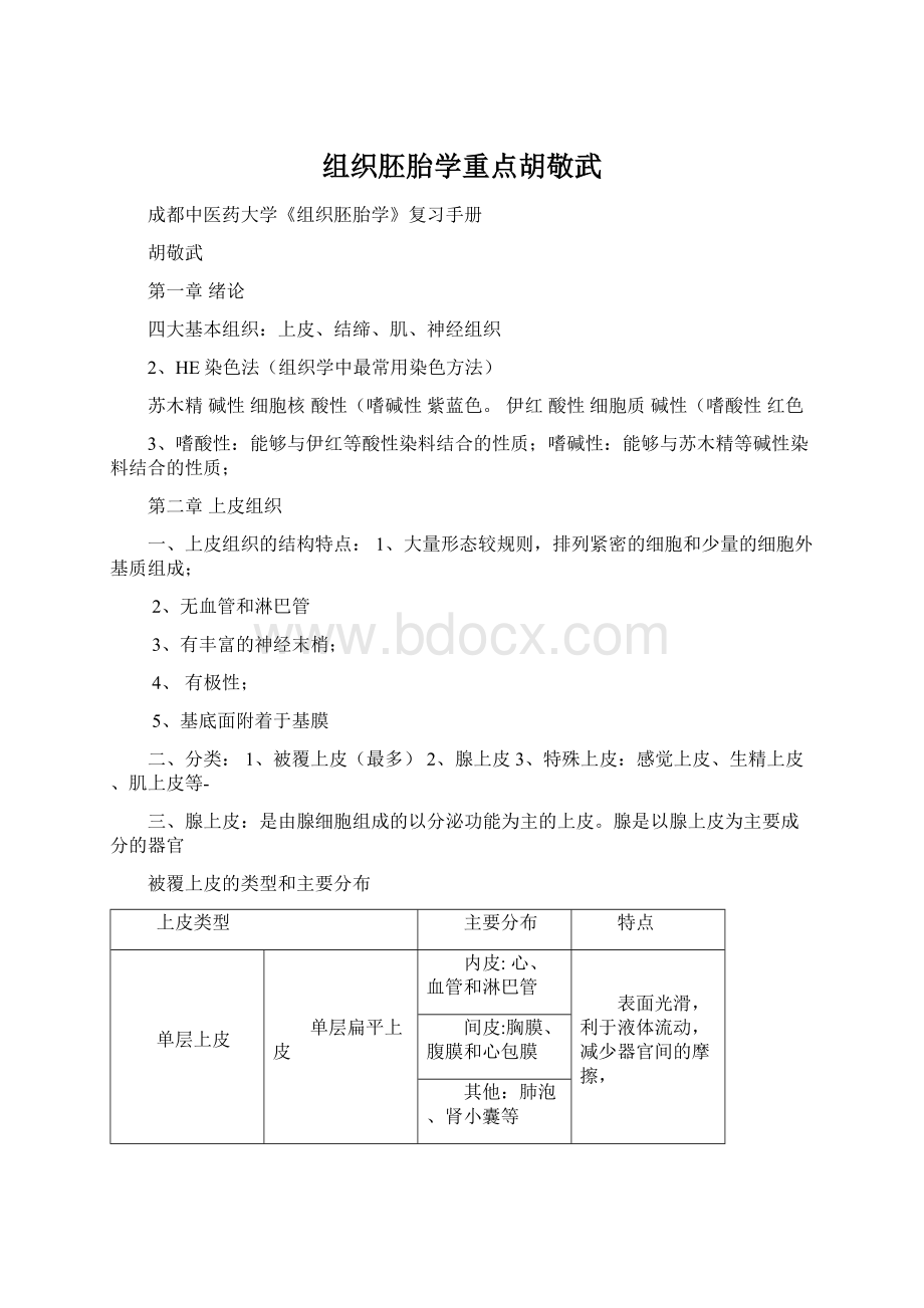 组织胚胎学重点胡敬武.docx_第1页