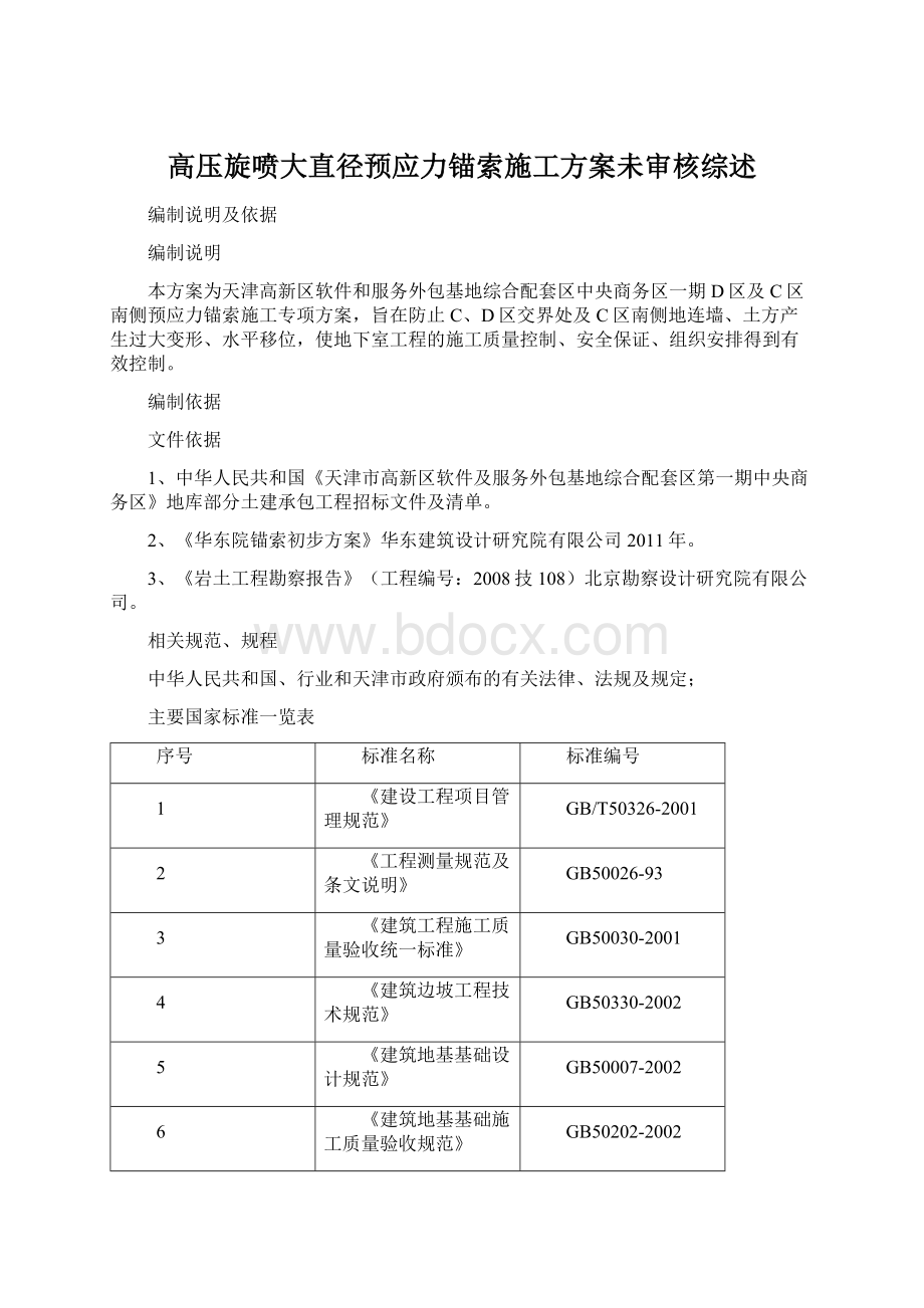 高压旋喷大直径预应力锚索施工方案未审核综述.docx