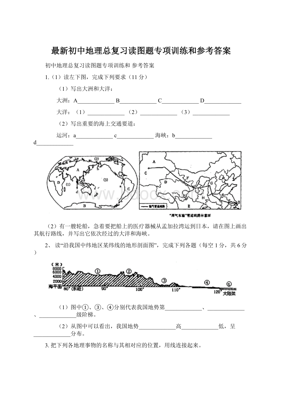 最新初中地理总复习读图题专项训练和参考答案.docx_第1页