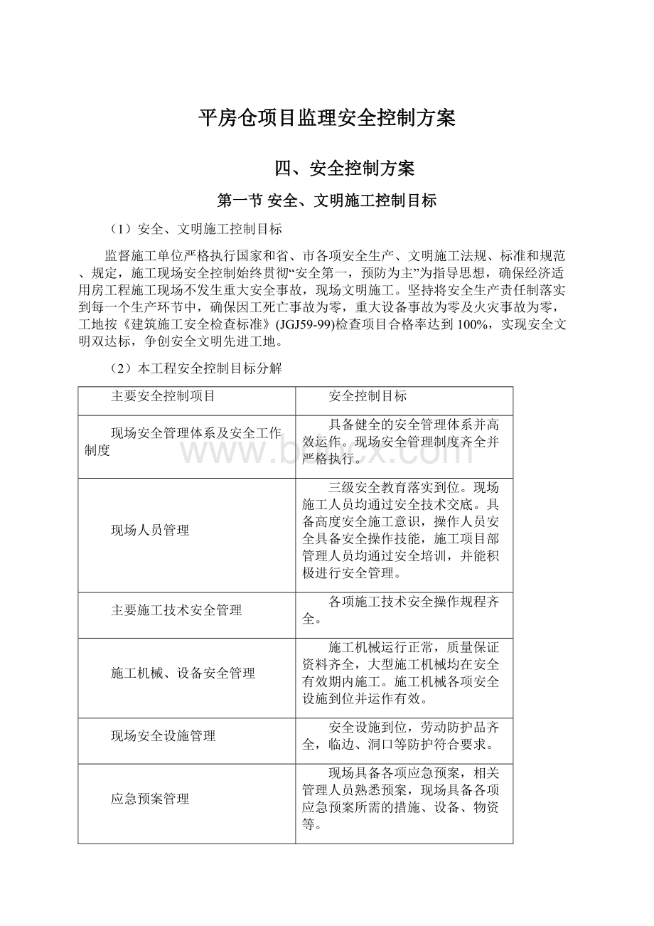 平房仓项目监理安全控制方案.docx_第1页