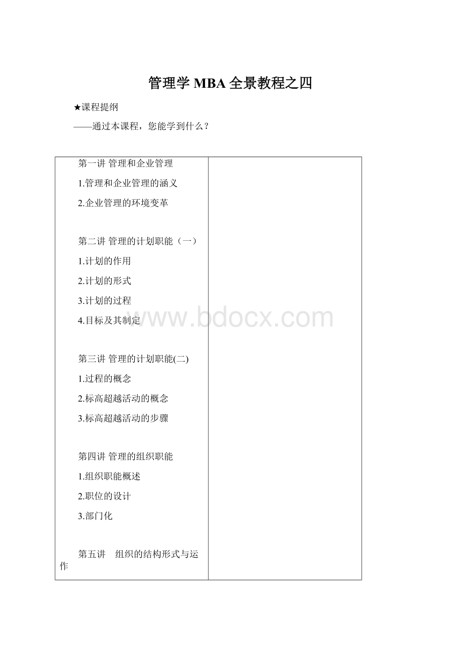 管理学MBA全景教程之四Word格式.docx