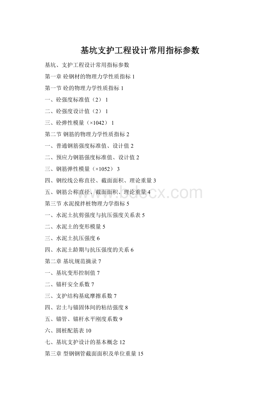 基坑支护工程设计常用指标参数Word格式文档下载.docx