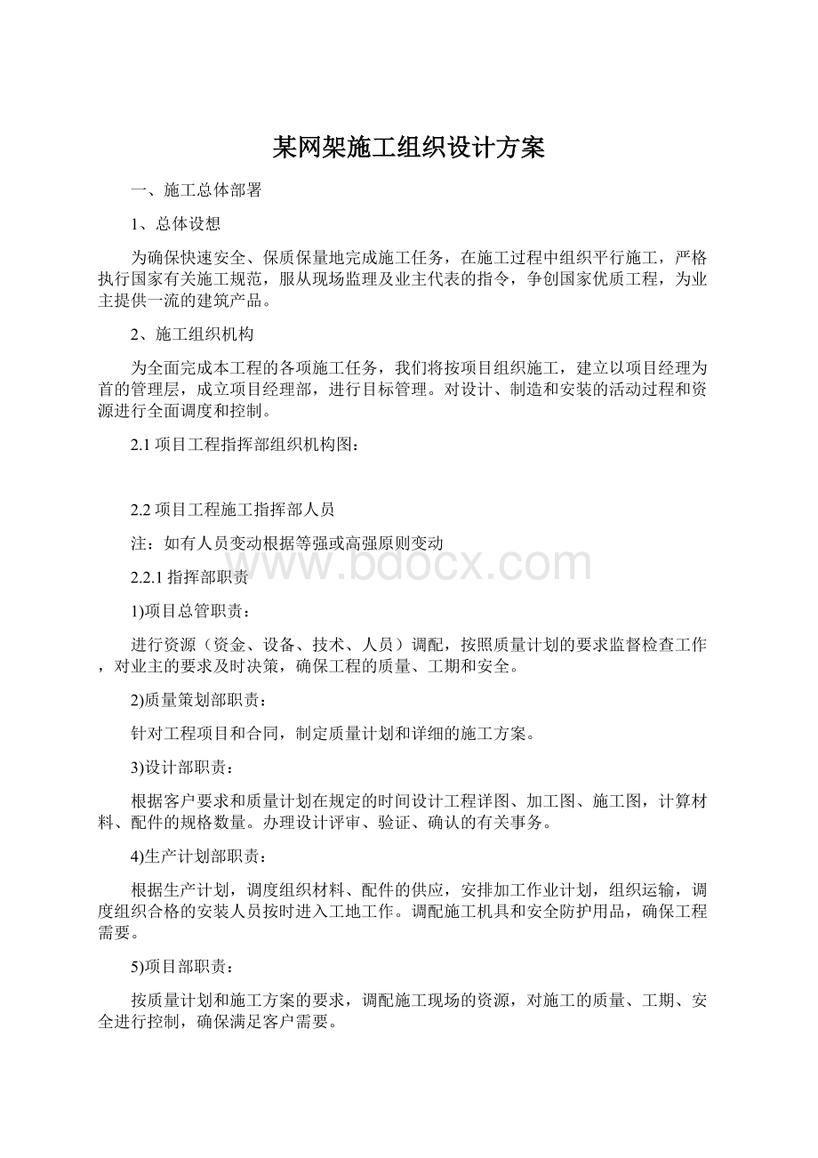 某网架施工组织设计方案Word下载.docx