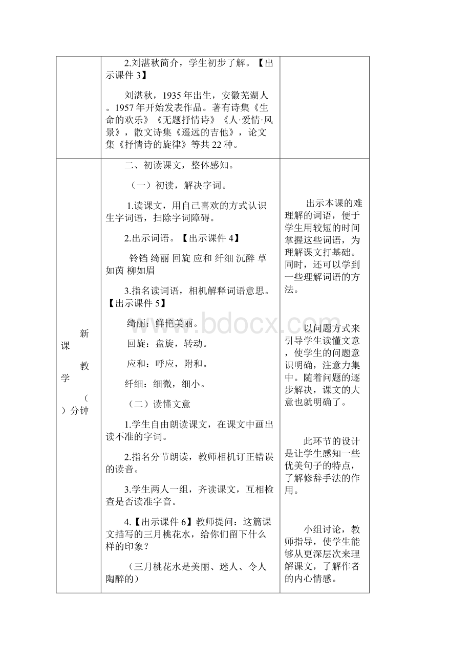 《4三月桃花水》公开课优秀教学设计及反思Word下载.docx_第2页