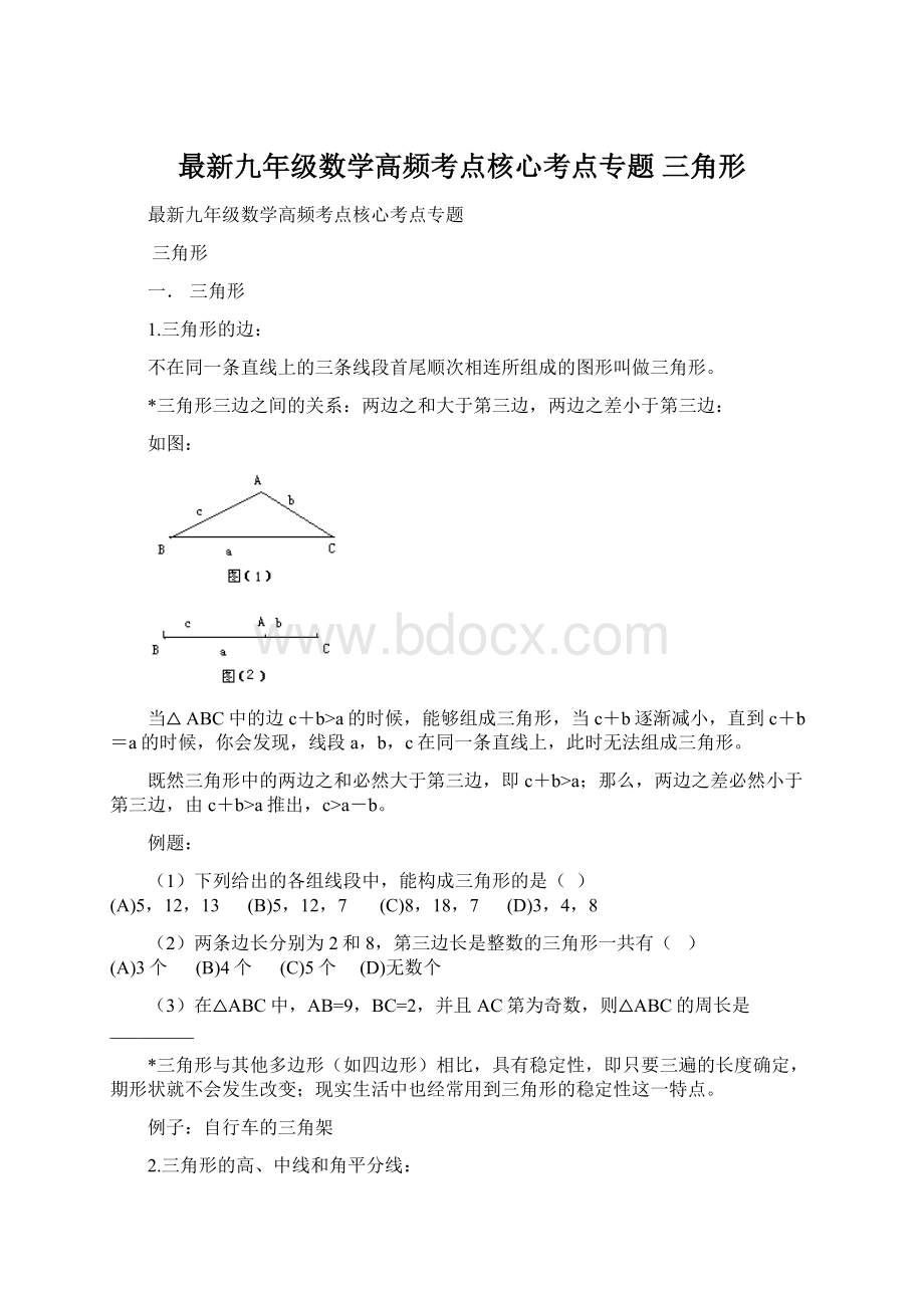 最新九年级数学高频考点核心考点专题三角形.docx