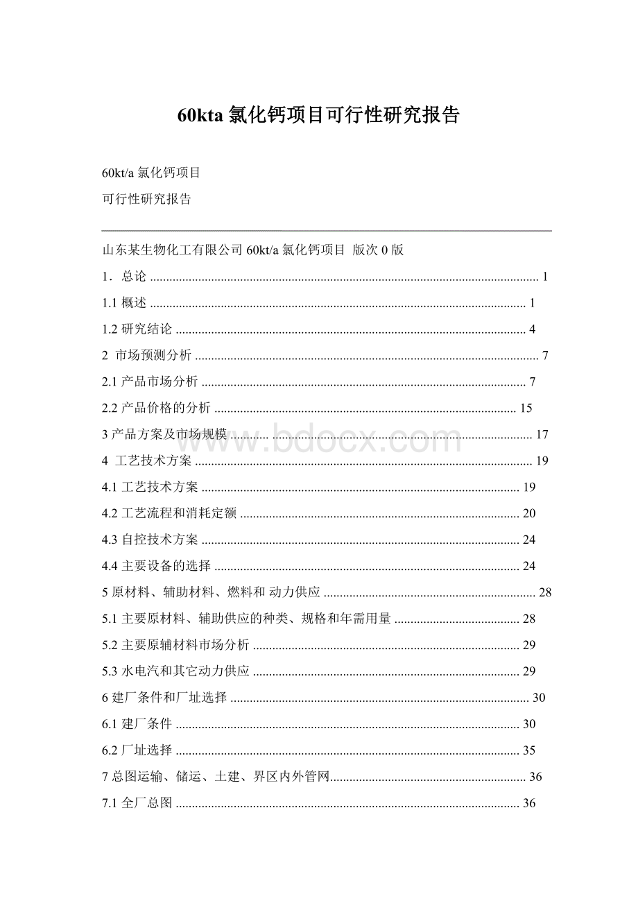 60kta 氯化钙项目可行性研究报告Word文档下载推荐.docx