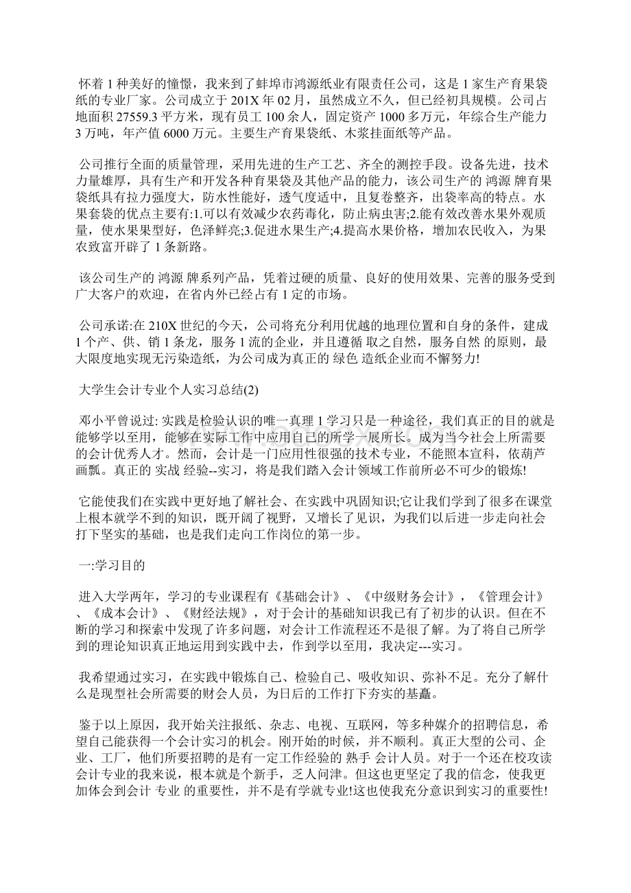 大学生会计专业个人实习总结Word下载.docx_第2页