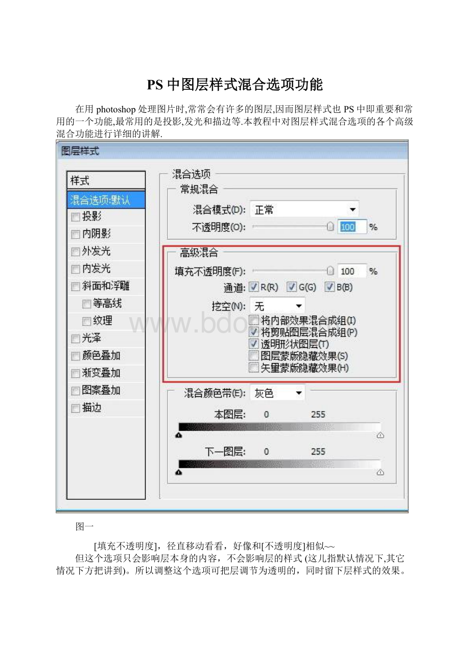 PS中图层样式混合选项功能.docx