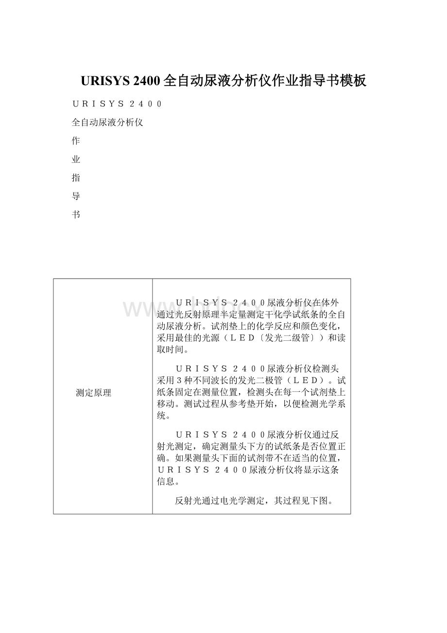 URISYS 2400全自动尿液分析仪作业指导书模板.docx