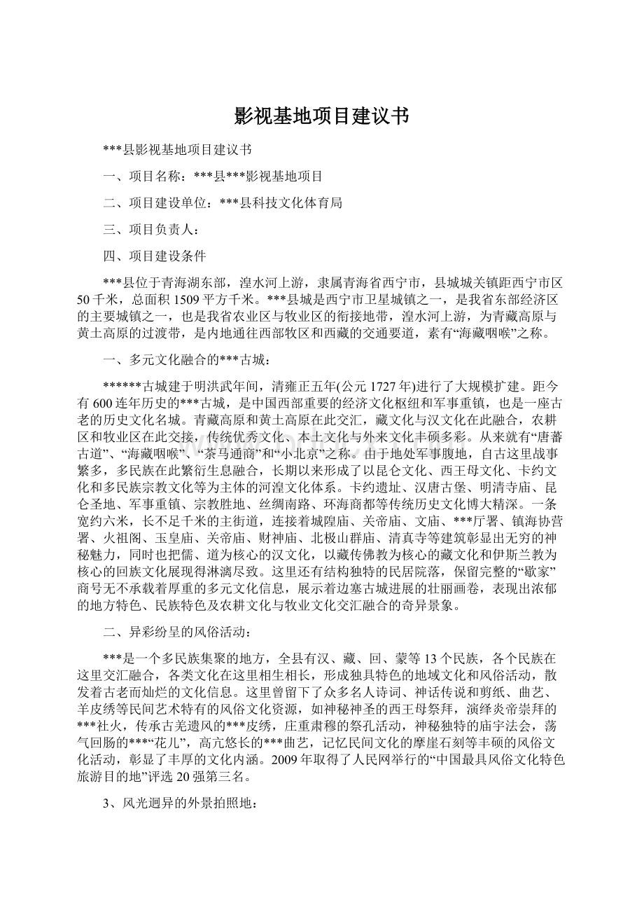 影视基地项目建议书Word下载.docx_第1页