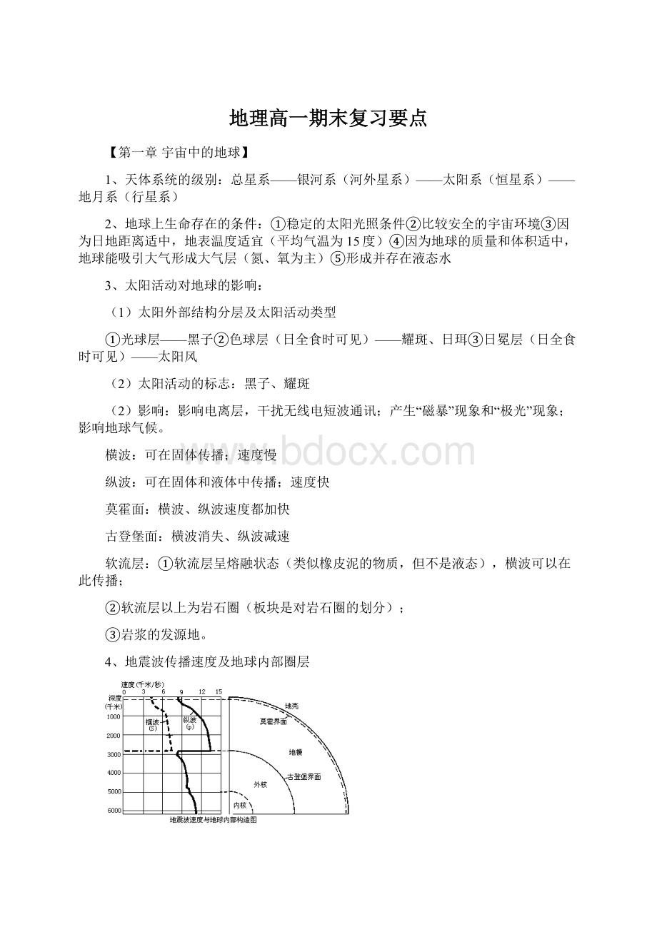 地理高一期末复习要点.docx