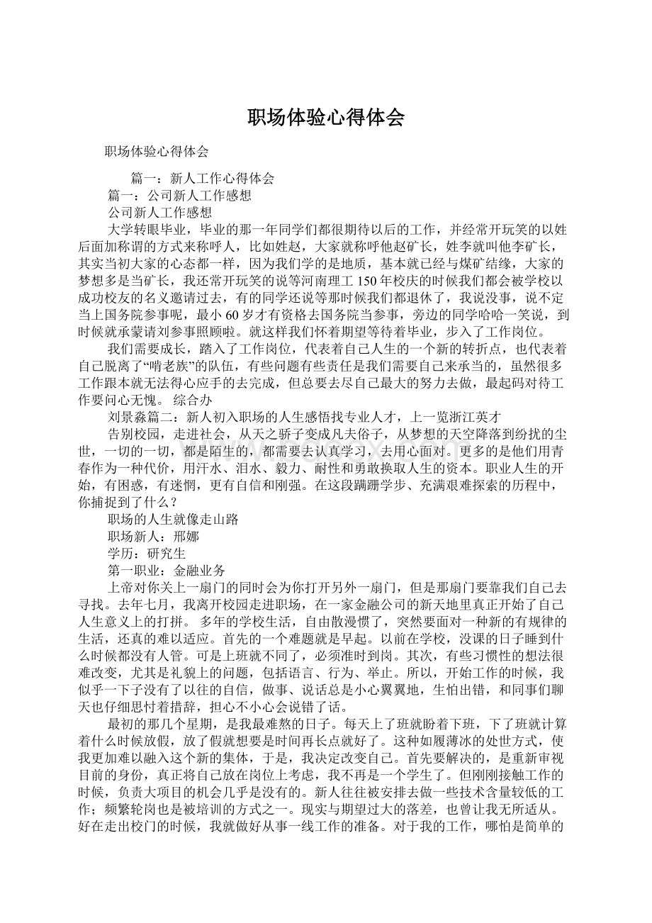 职场体验心得体会Word文档格式.docx