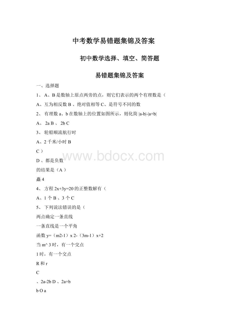 中考数学易错题集锦及答案Word下载.docx