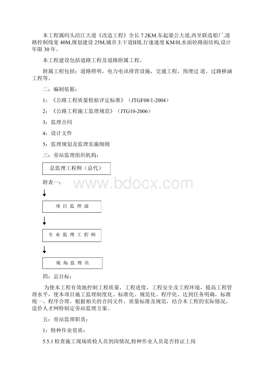 瑞昌沿江大道改造工程旁站监理方案.docx_第2页