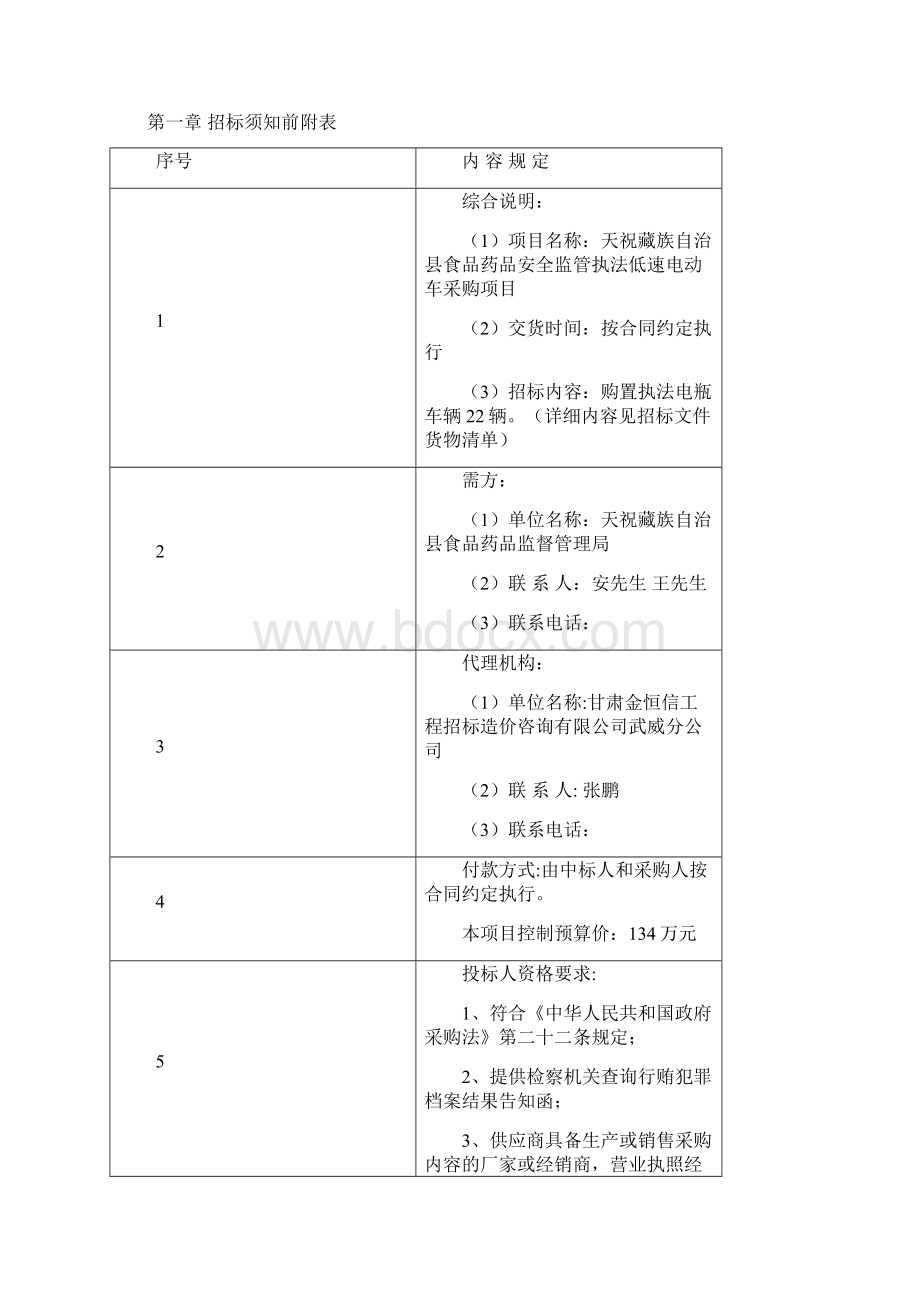 天祝食物药品平安监管执法低速电动车采购项目公布招标.docx_第3页