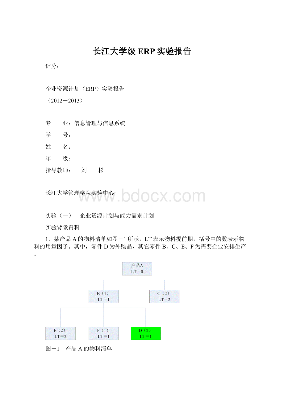 长江大学级ERP实验报告Word格式.docx