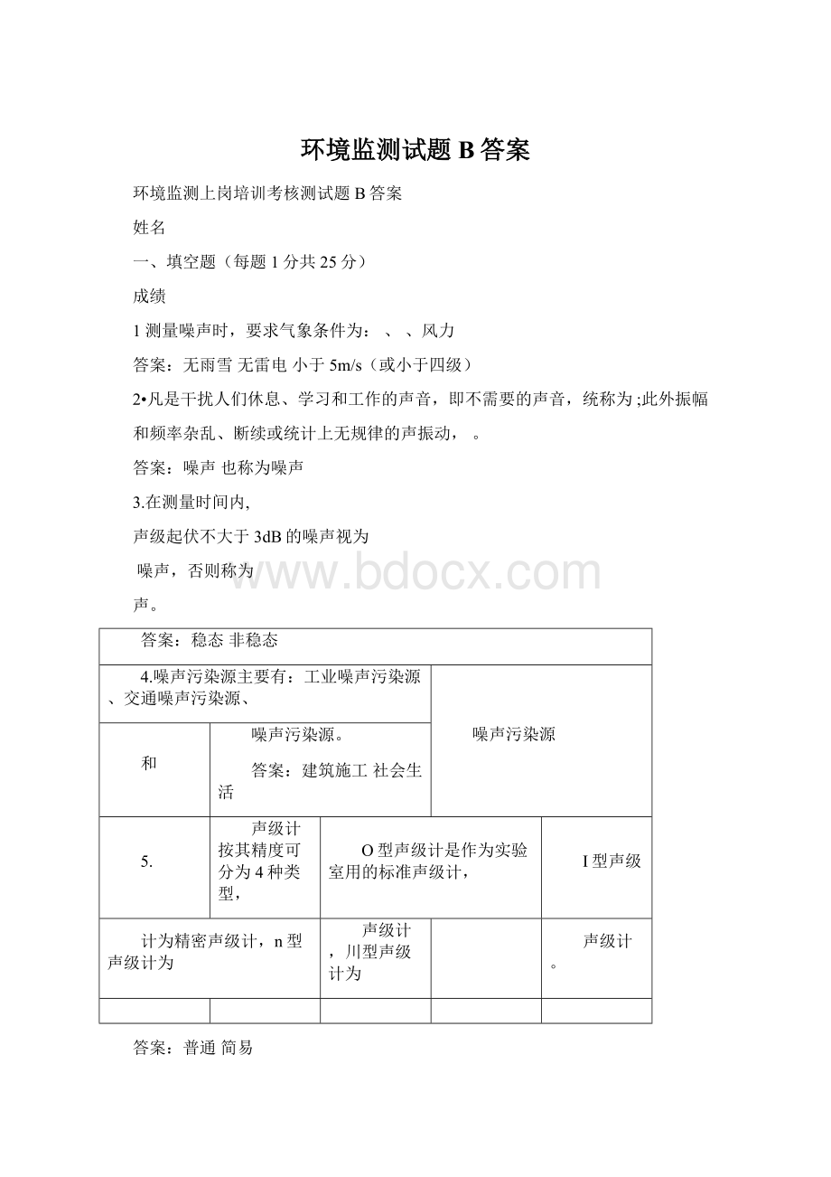 环境监测试题B答案.docx