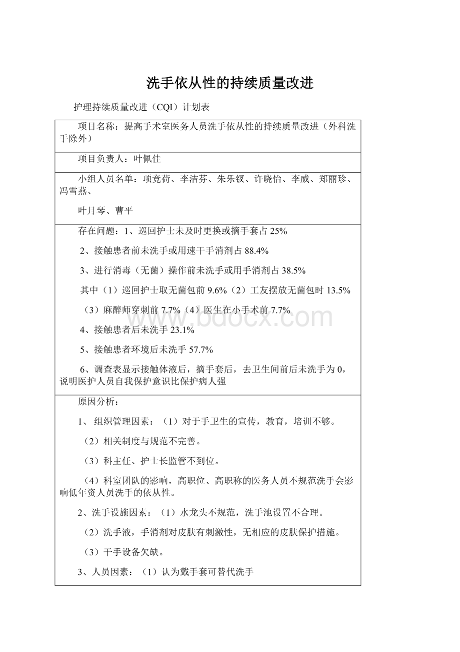 洗手依从性的持续质量改进.docx