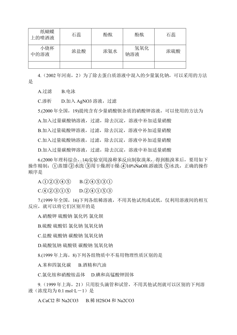 十年高考化学分类解析二十五物质的检验分离与提纯.docx_第2页