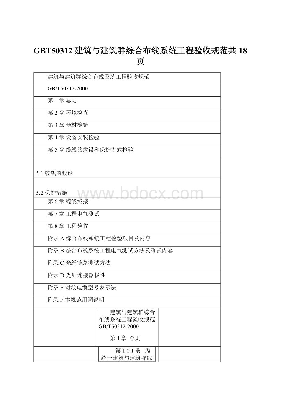 GBT50312建筑与建筑群综合布线系统工程验收规范共18页Word格式文档下载.docx