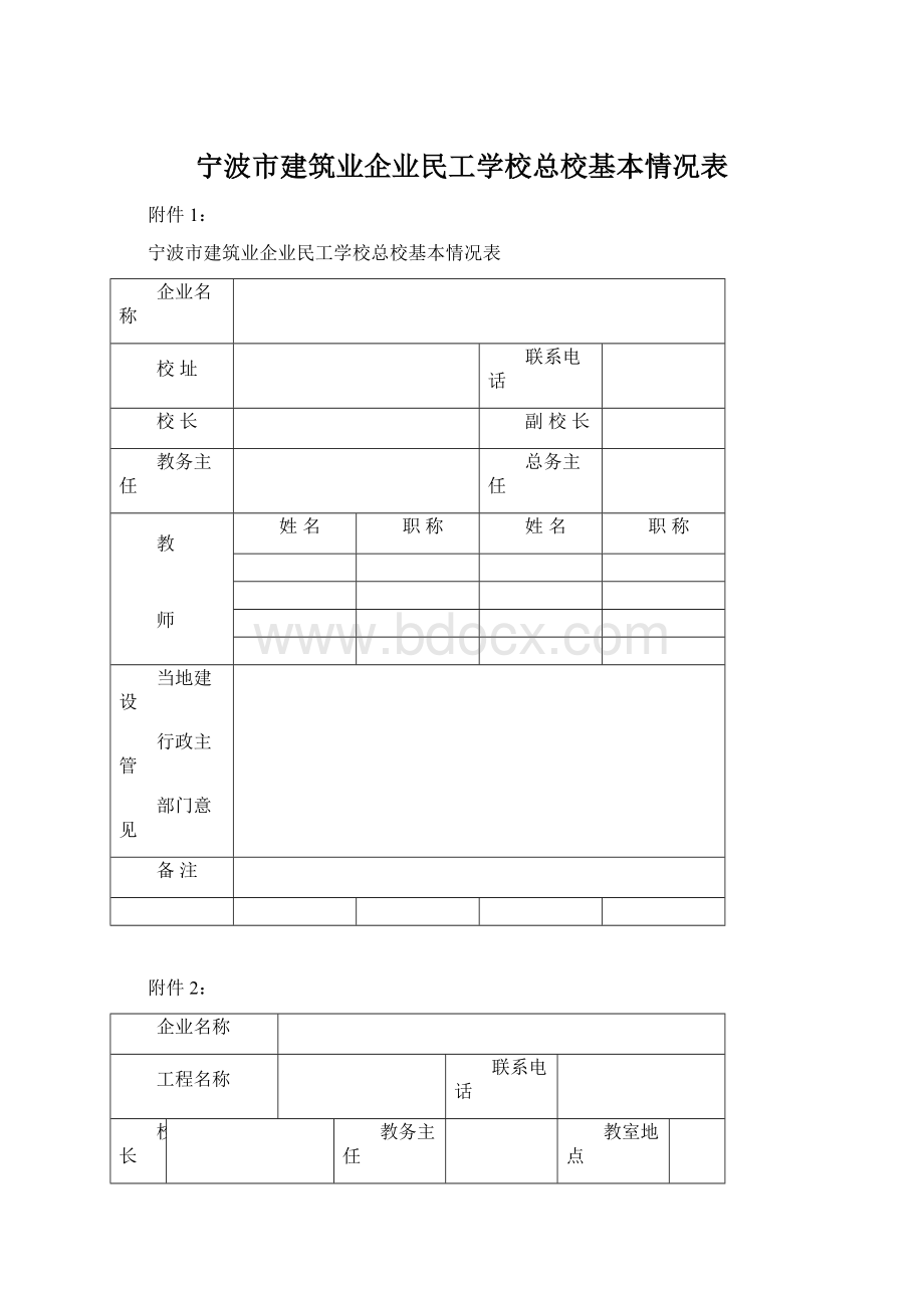 宁波市建筑业企业民工学校总校基本情况表.docx_第1页