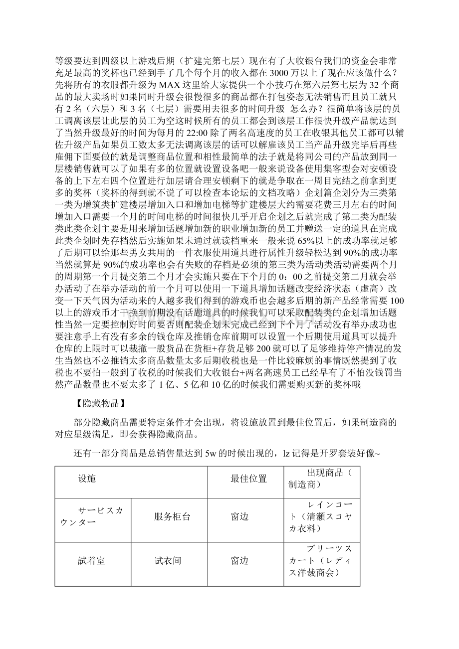 时尚洋品店超强攻略+楼层店员物品详表Word文档下载推荐.docx_第2页