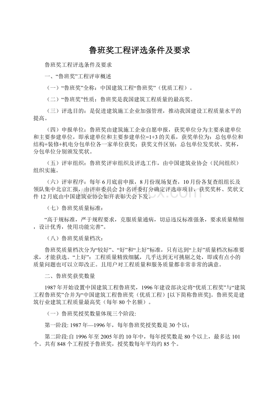 鲁班奖工程评选条件及要求.docx