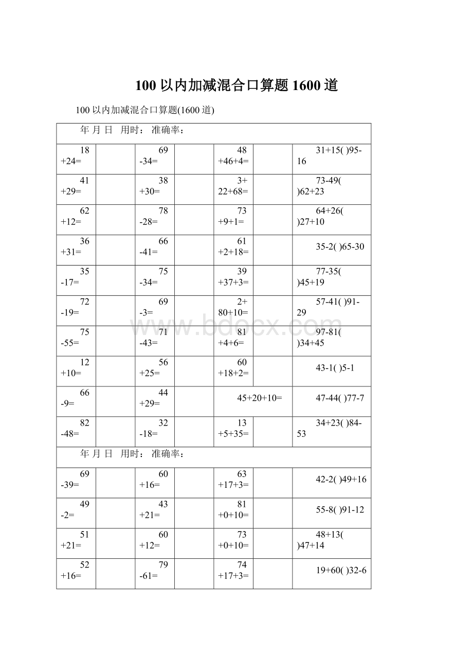 100以内加减混合口算题1600道.docx_第1页