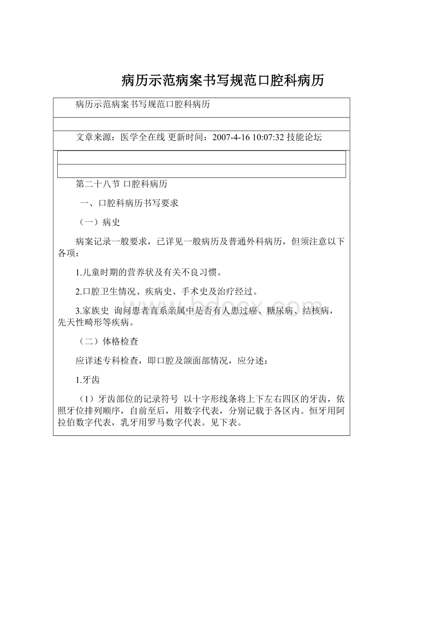 病历示范病案书写规范口腔科病历Word格式.docx