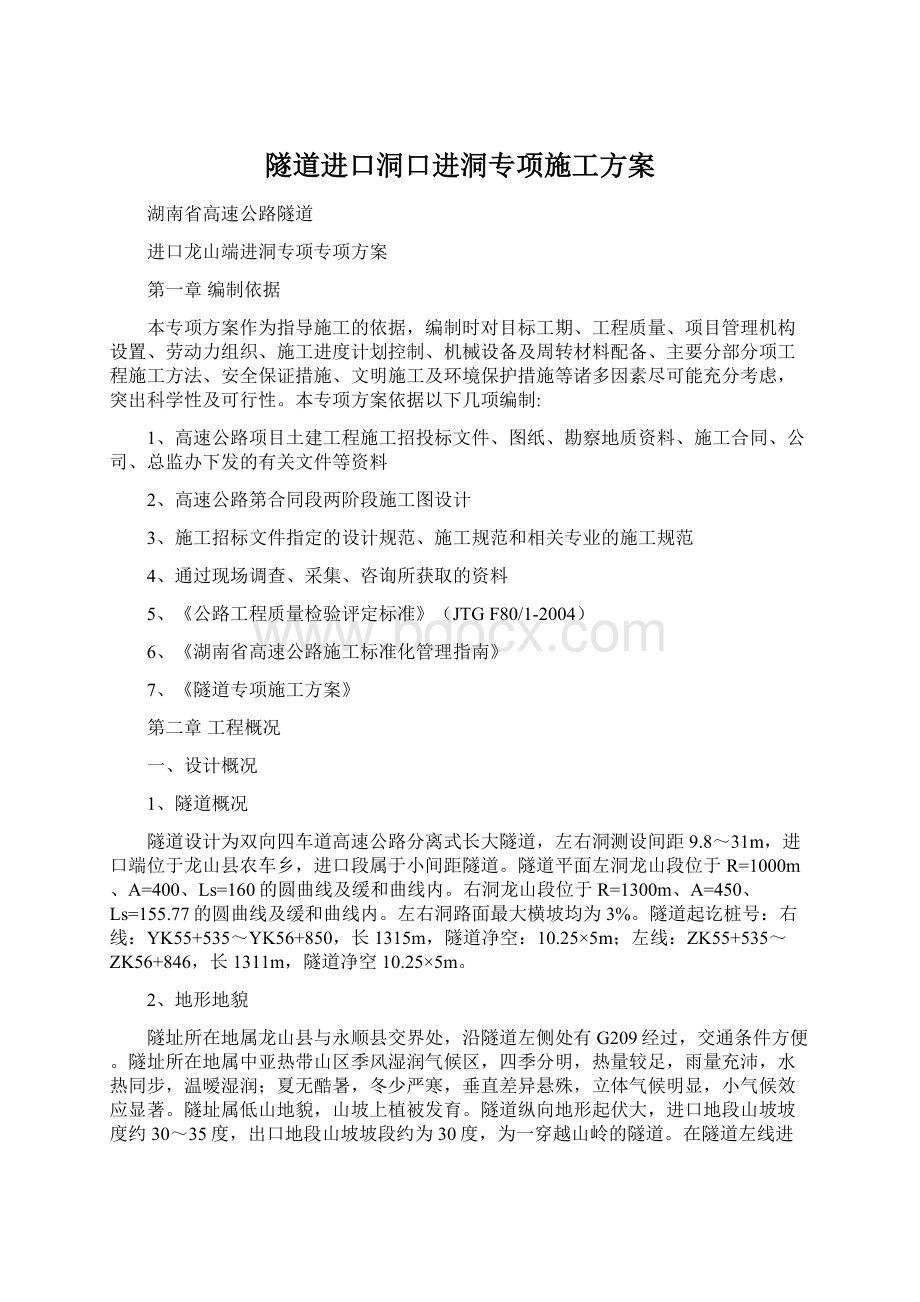 隧道进口洞口进洞专项施工方案.docx