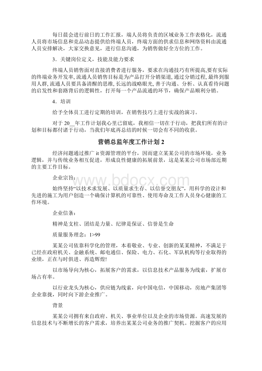 营销总监年度工作计划6篇Word格式.docx_第2页