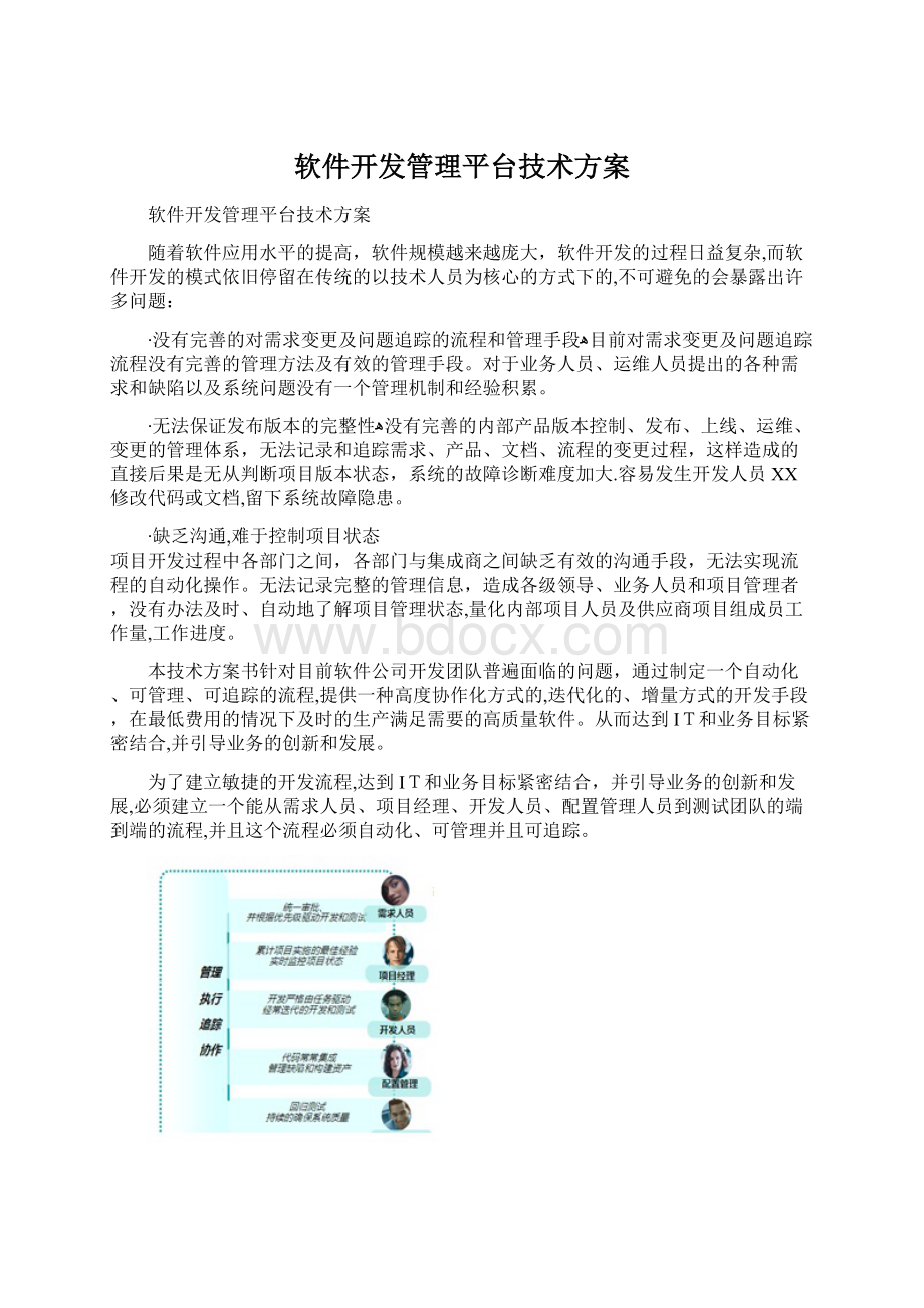 软件开发管理平台技术方案Word格式.docx