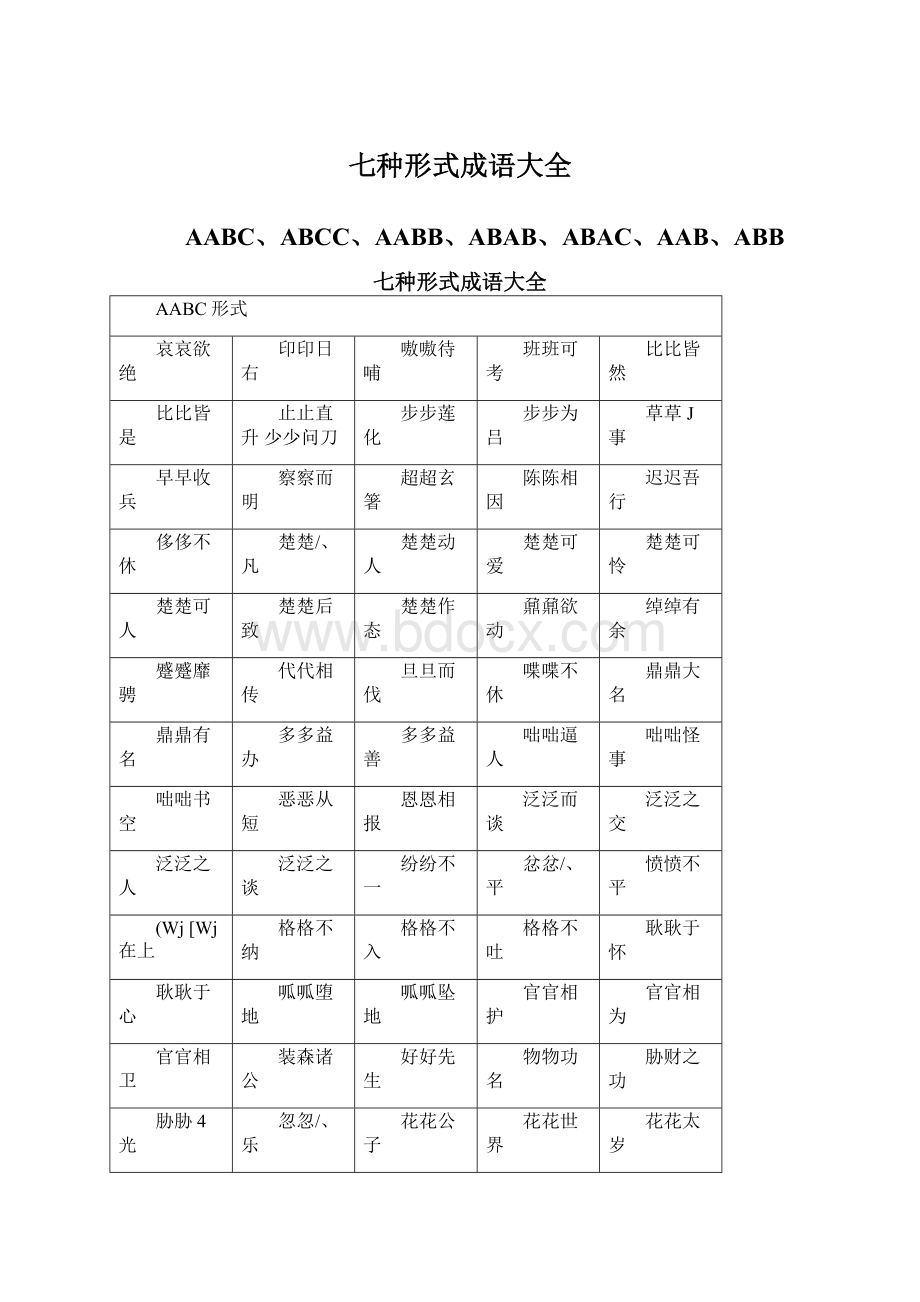 七种形式成语大全文档格式.docx_第1页