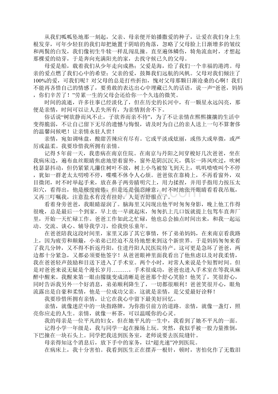 亲情的作文600字精选35篇Word文档下载推荐.docx_第3页