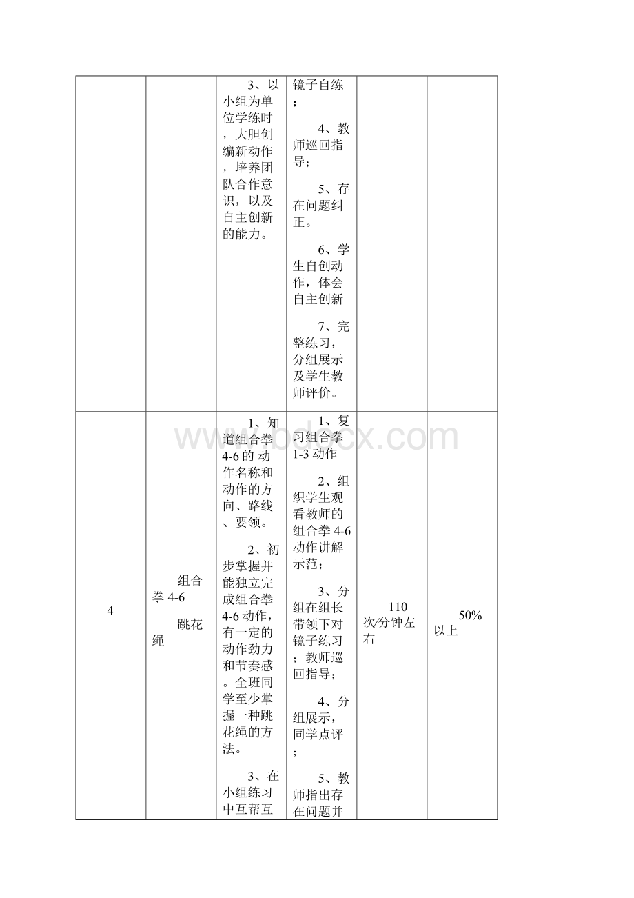 初中体育与健康实践课武术组合拳单元教学计划Word文件下载.docx_第3页