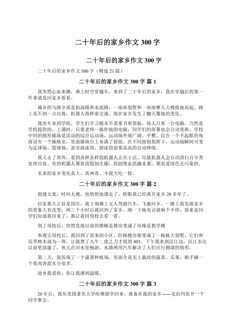 二十年后的家乡作文300字.docx_第1页