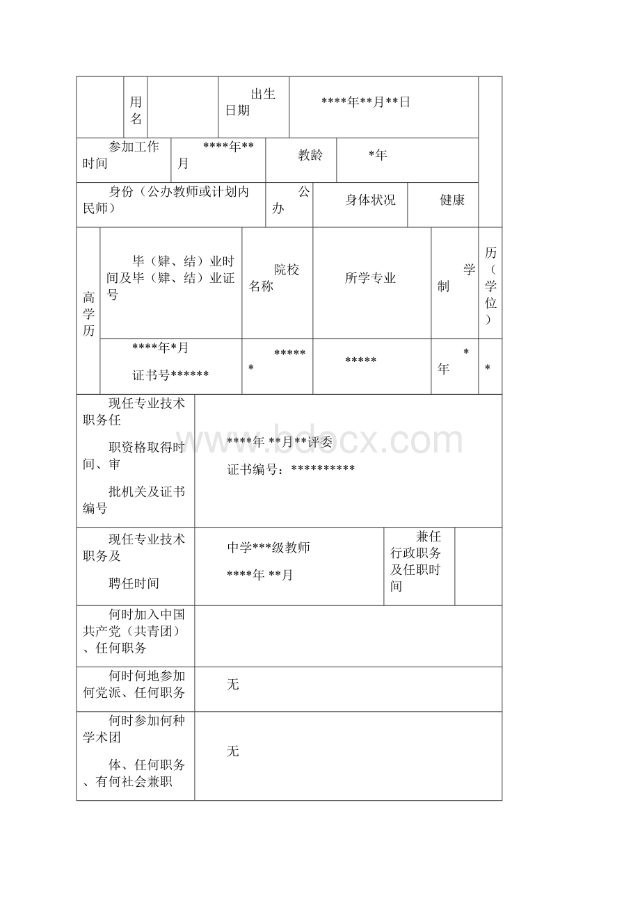 河南省中小学教专业技术职务任职资格评审表Word文档下载推荐.docx_第2页