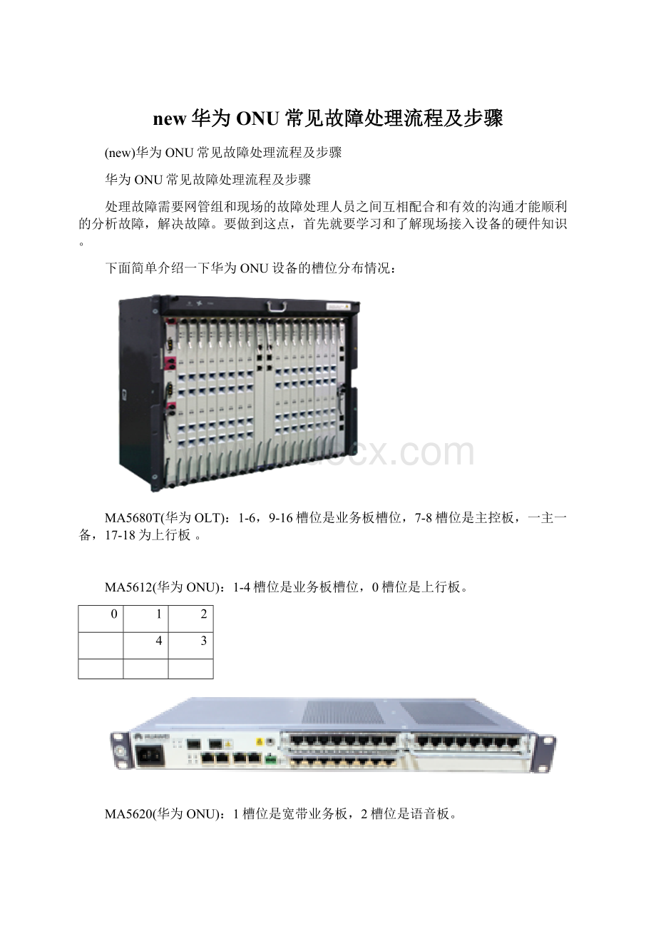 new华为ONU常见故障处理流程及步骤文档格式.docx_第1页