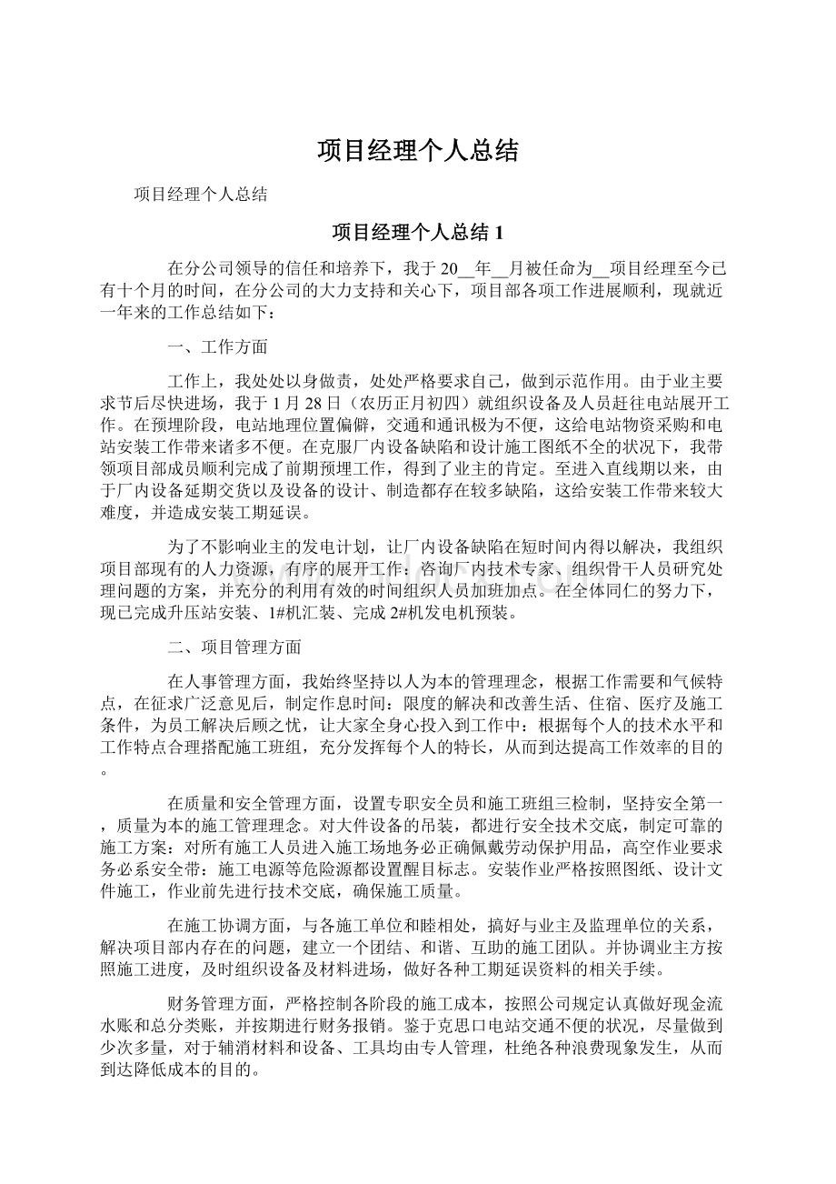 项目经理个人总结.docx_第1页