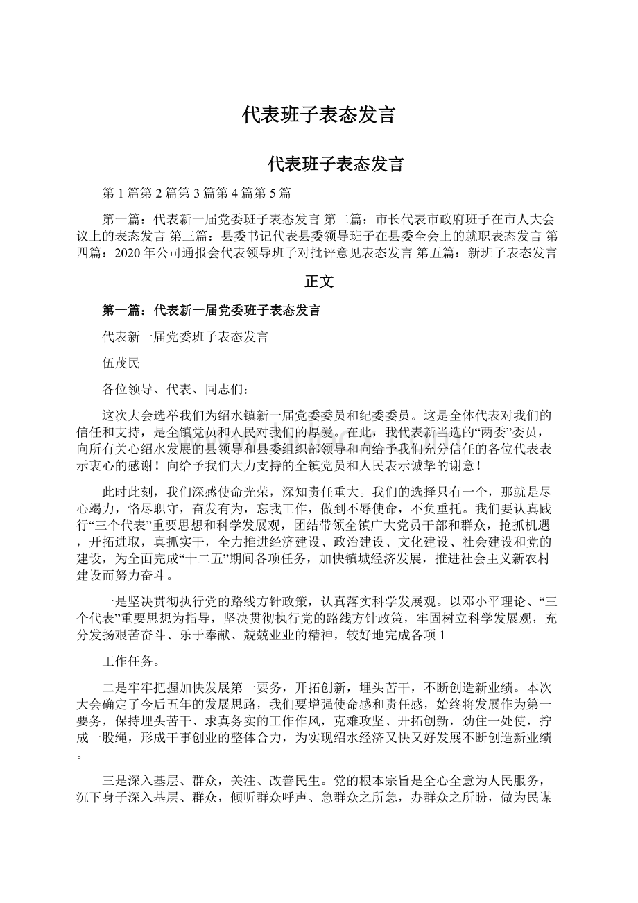 代表班子表态发言.docx_第1页