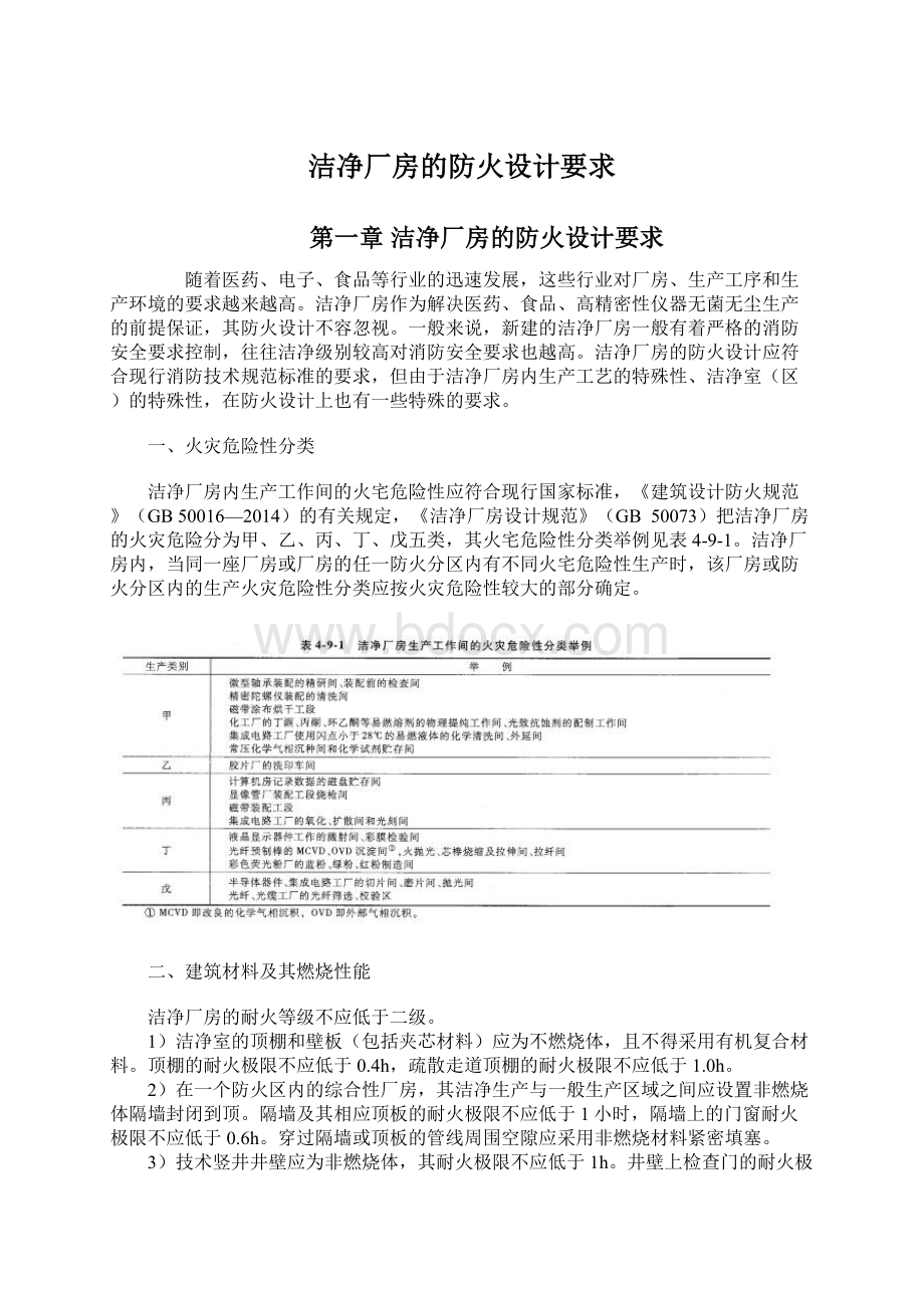 洁净厂房的防火设计要求.docx_第1页